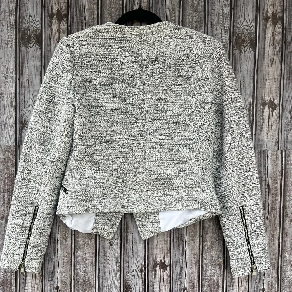 Banana Republic Gray‎ Tweed Zip Jacket Size 2